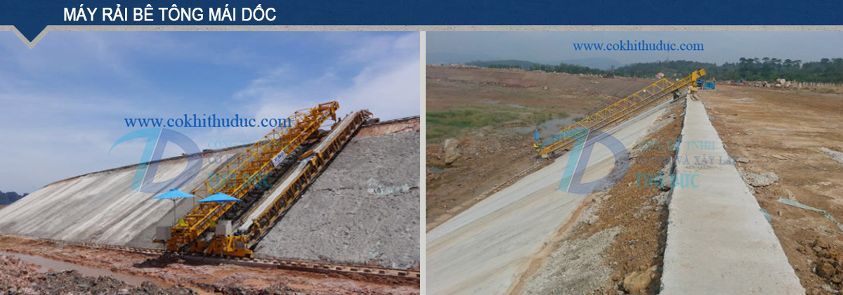 Máy rải bê tông mái dốc