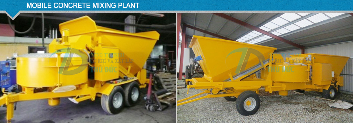 Mobile concrete mixing plant