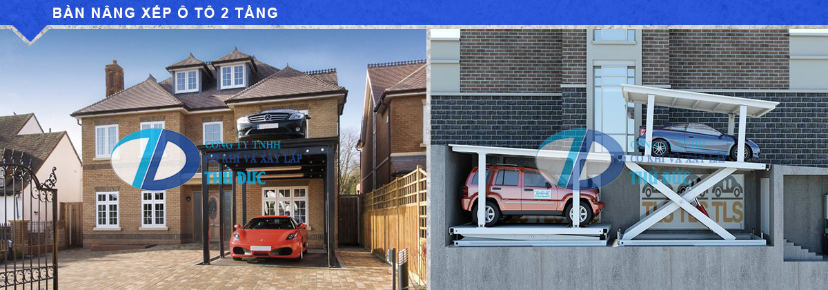 Bàn nâng xếp ô tô 2 tầng