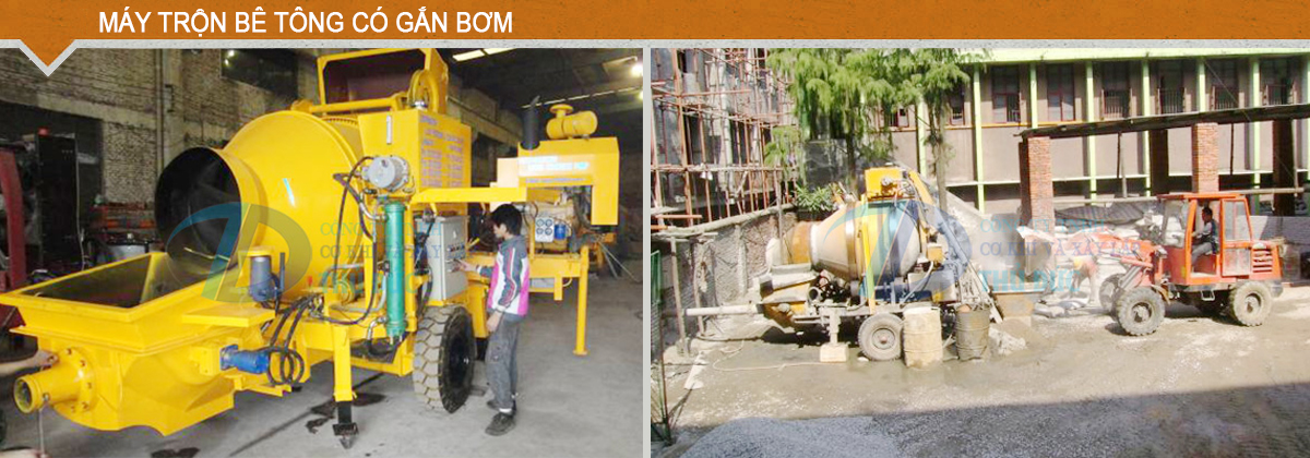 Máy trộn bê tông có gắn bơm