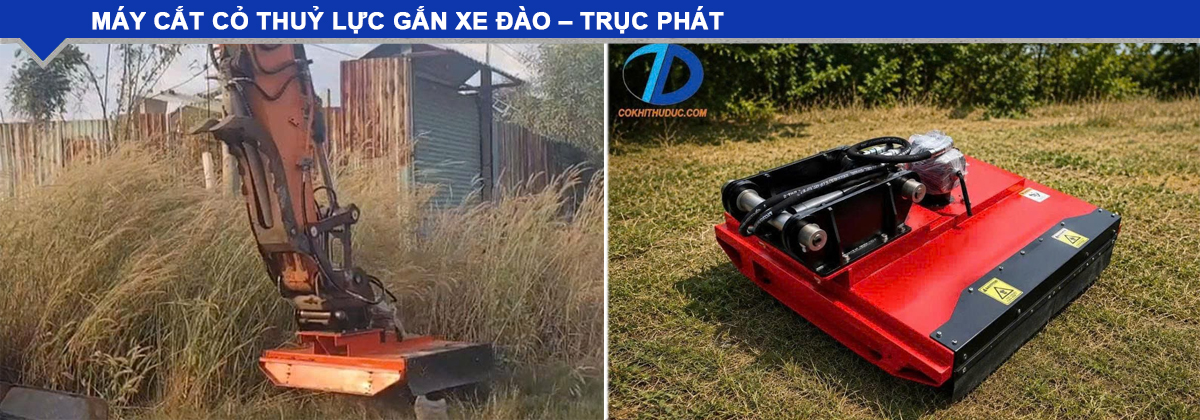 Máy cắt cỏ thủy lực gắn xe đào- trục phát