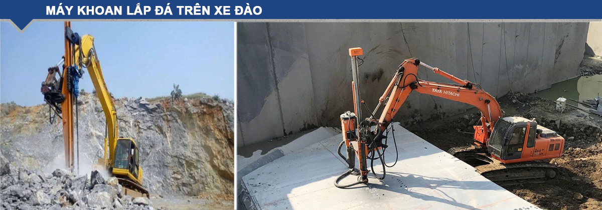 Máy khoan đá lắp trên xe đào