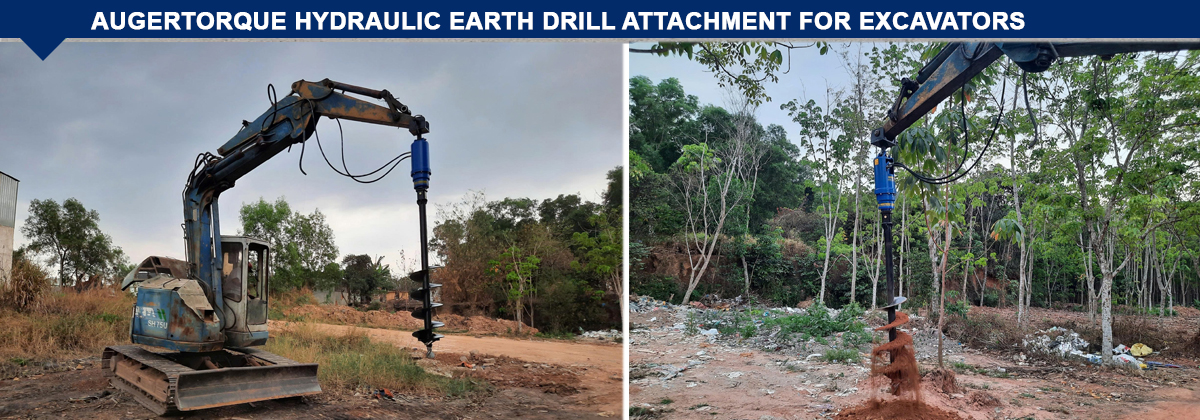 Auger Torque Hydraulic Earth Drill Attachment for Excavators