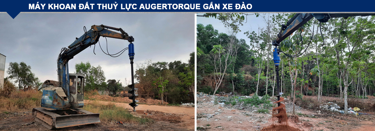 Máy khoan đất thủy lực Augertorque gắn xe đào
